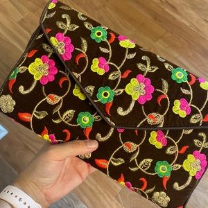 NEW Handmade Ethnic Indian Embroidered Clutch with Mirror Work